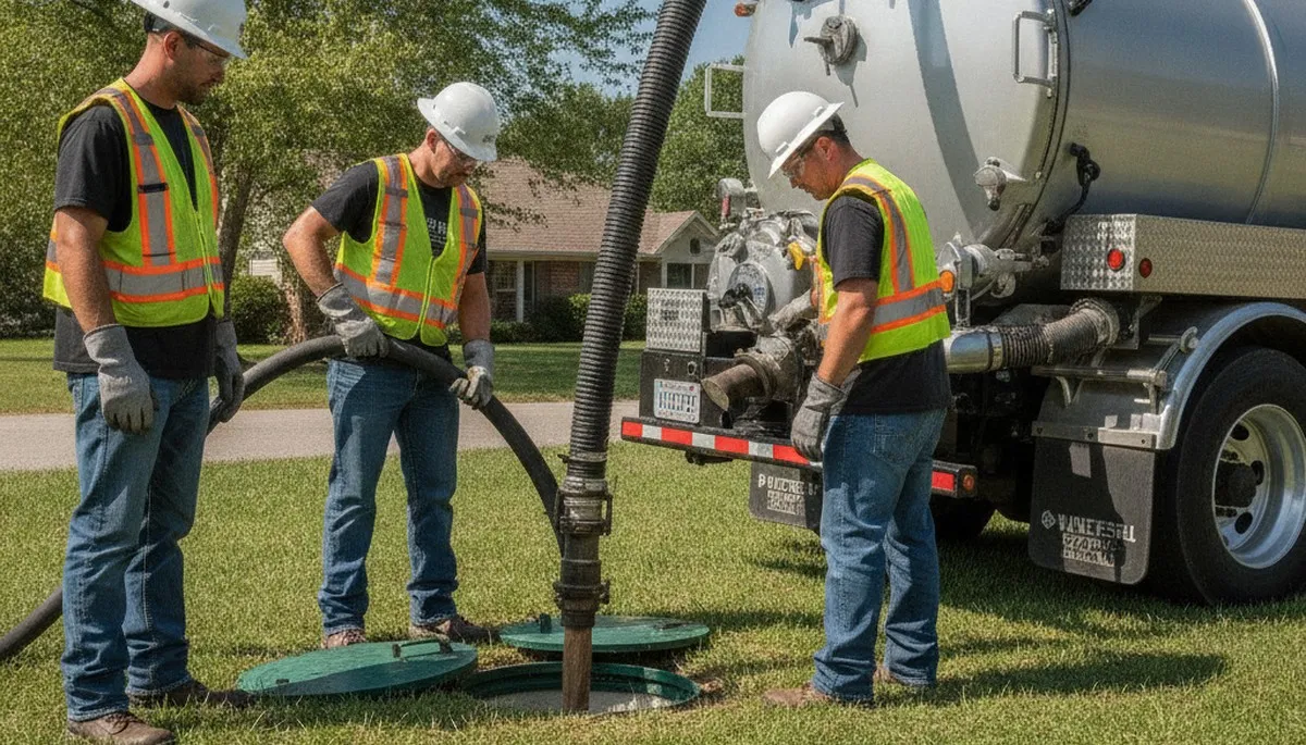 Septic pumping service truck for Saint Petersburg, FL homes with professional plumbing repair support